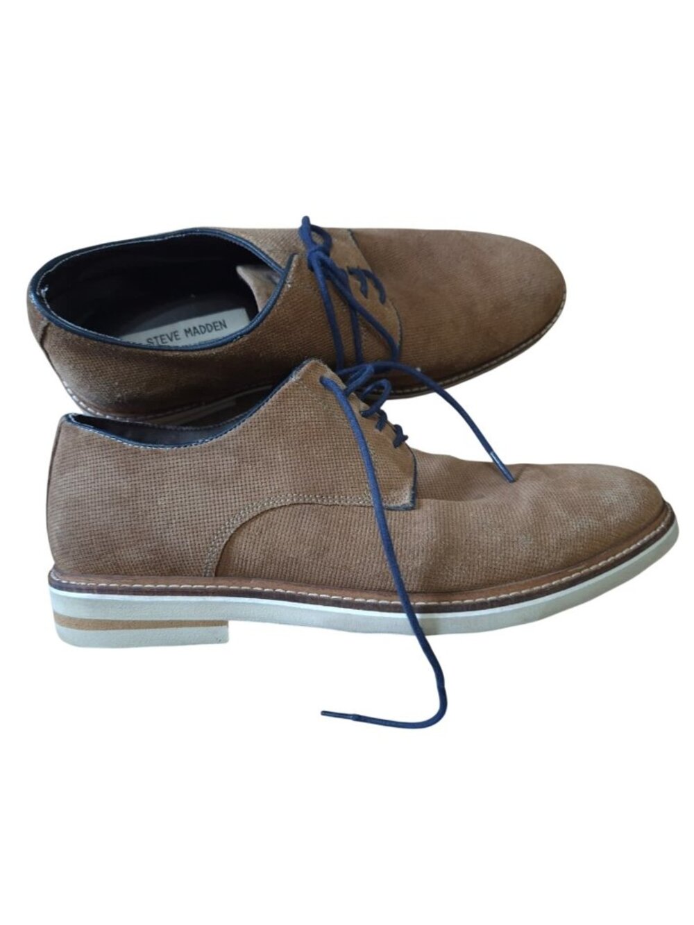 Steve Madden Oxford Lace-Up Shoes Brown Textured Blue Accents Casual Dress